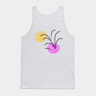 Pink yellow black abstract line art Tank Top